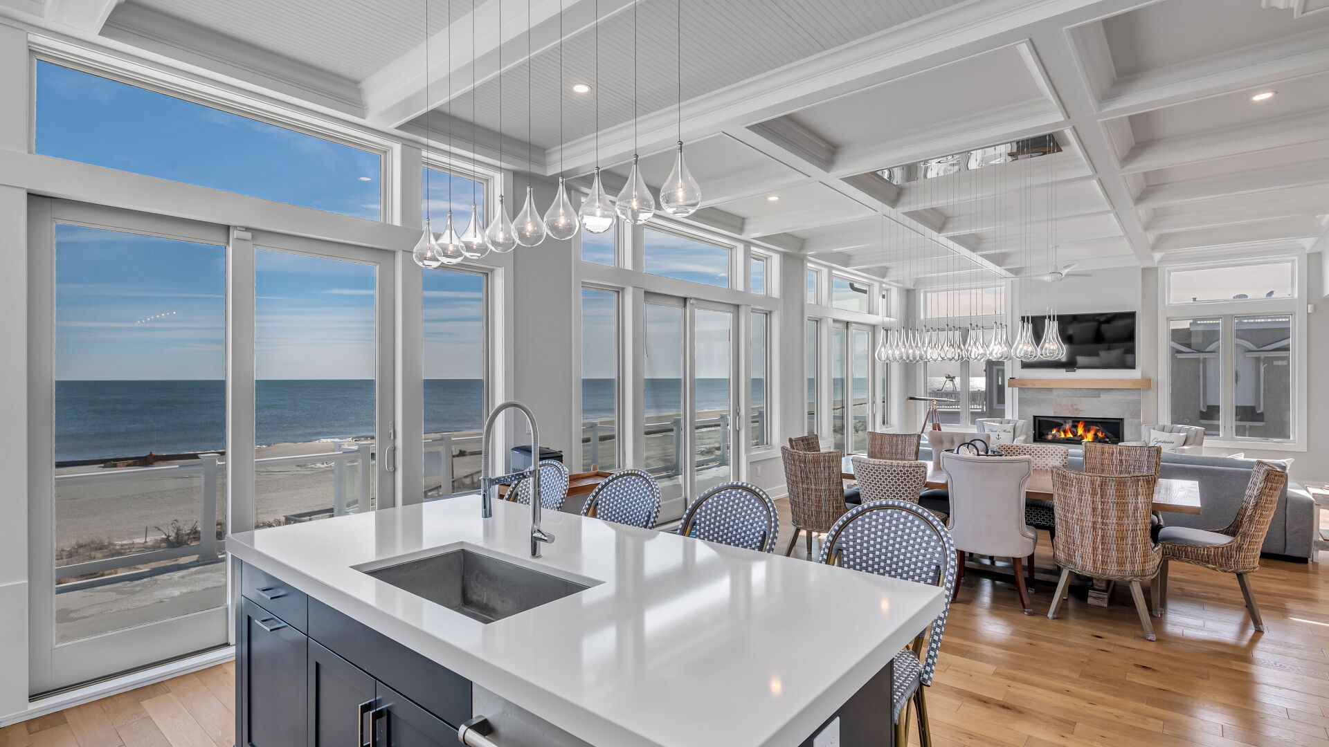 open concept kitchen to living view