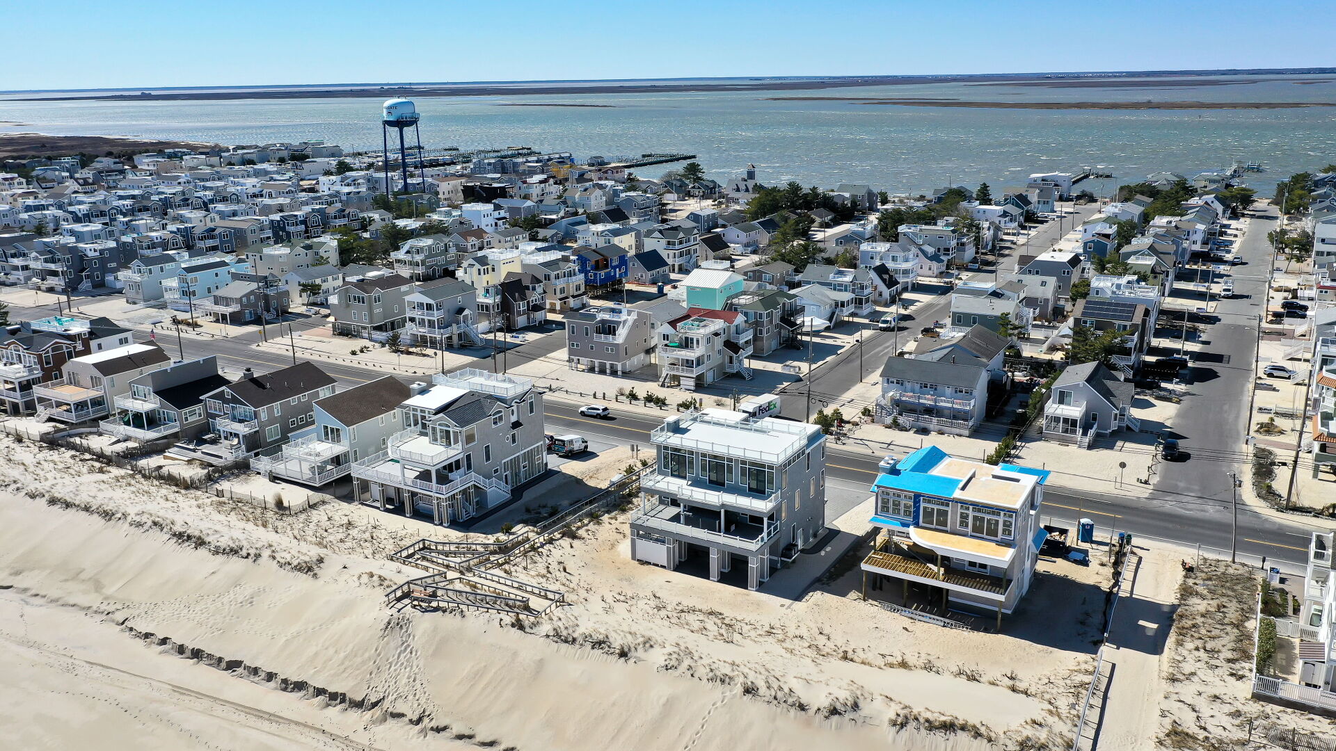 aerial bay neighborhood view