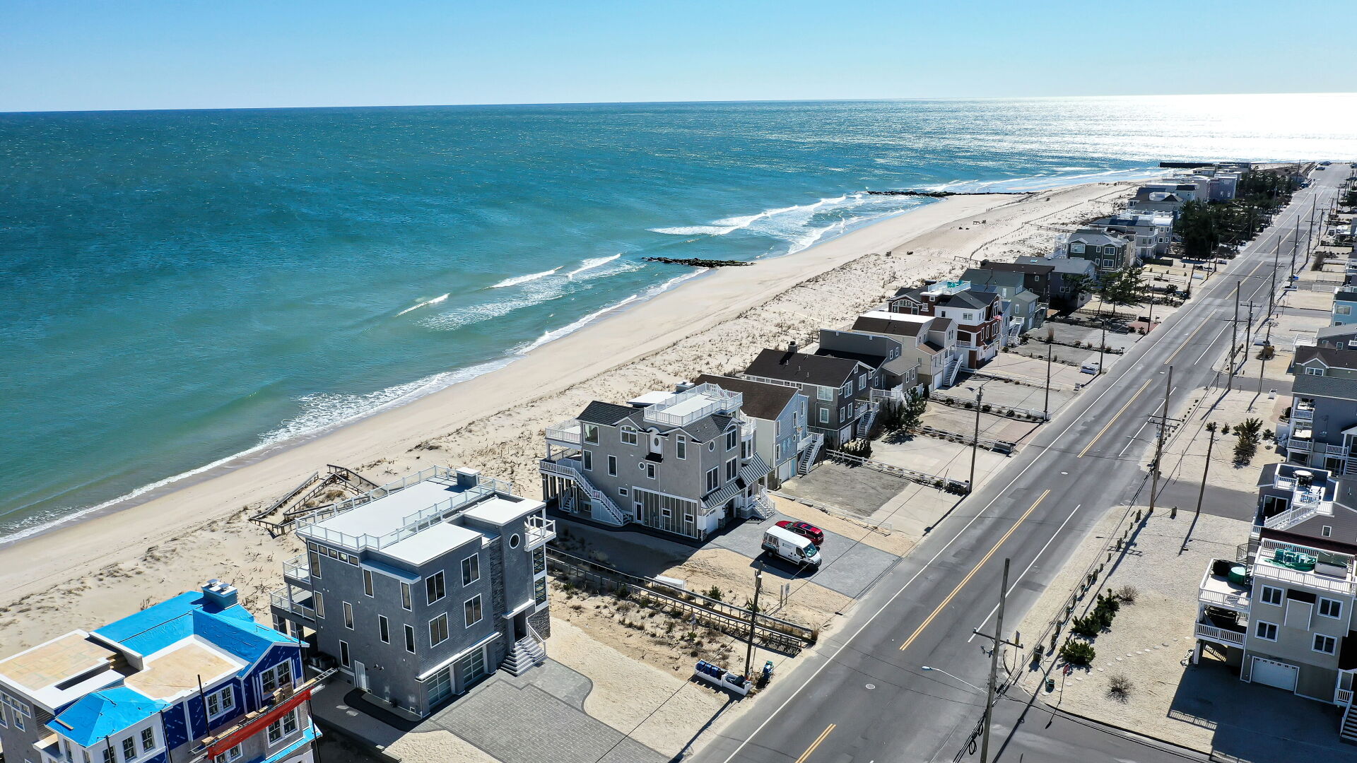 aerial road beach coastline