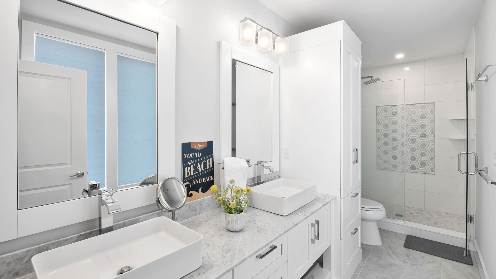 bathroom double vanity shower