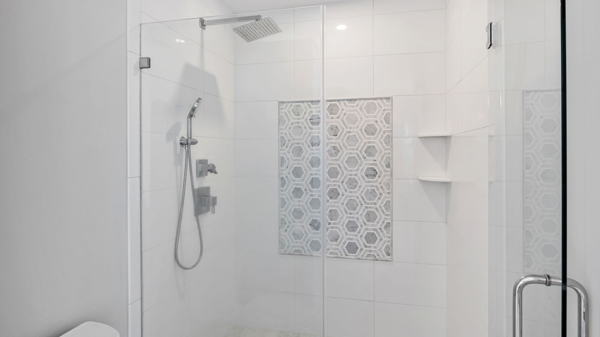bathroom glass shower detail